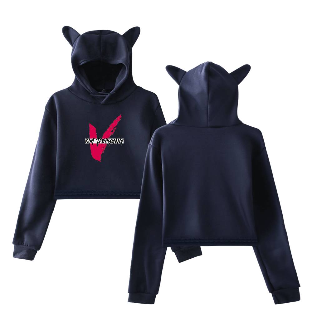 BTS V Checkmark Cropped Hoodie