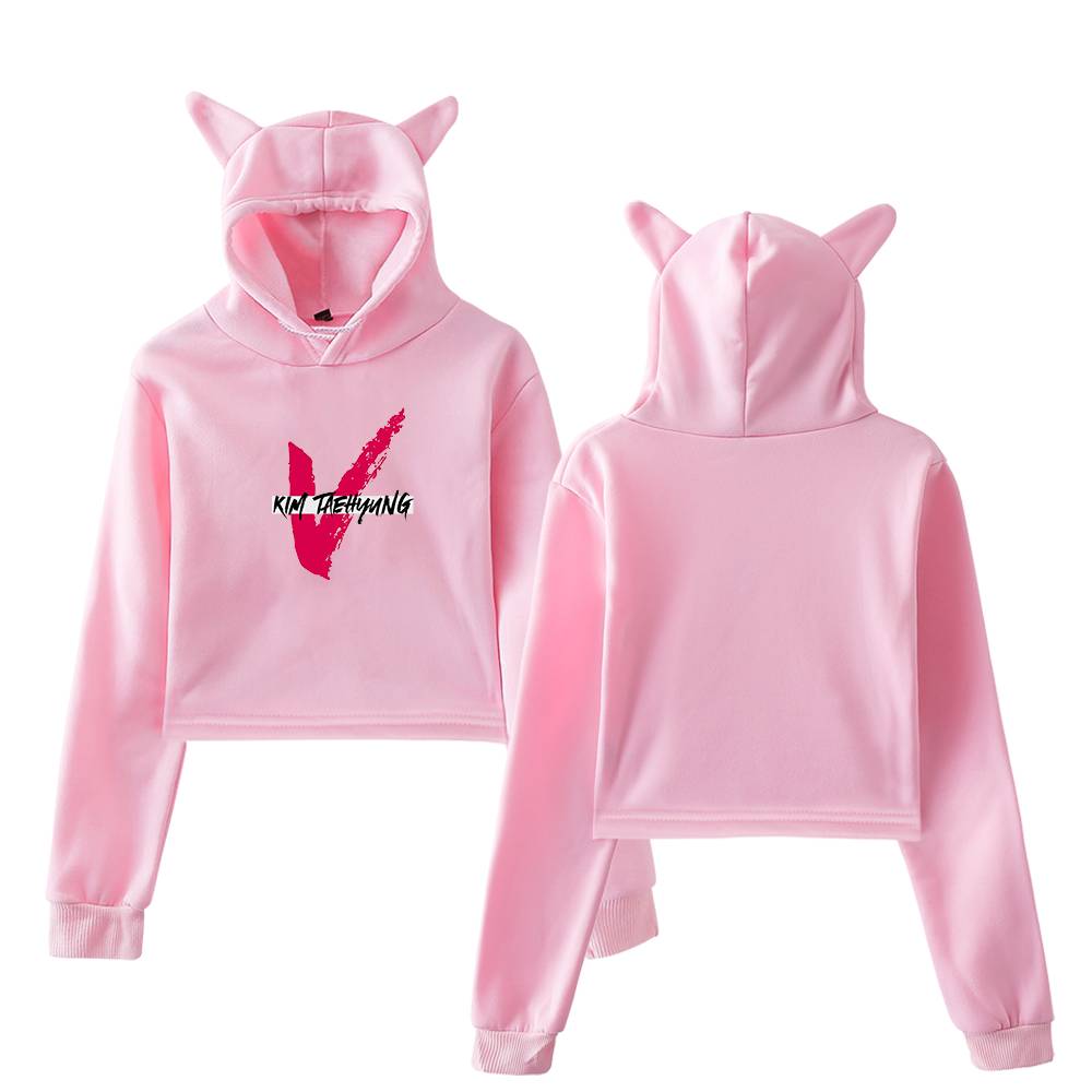 BTS V Checkmark Cropped Hoodie - Image 5
